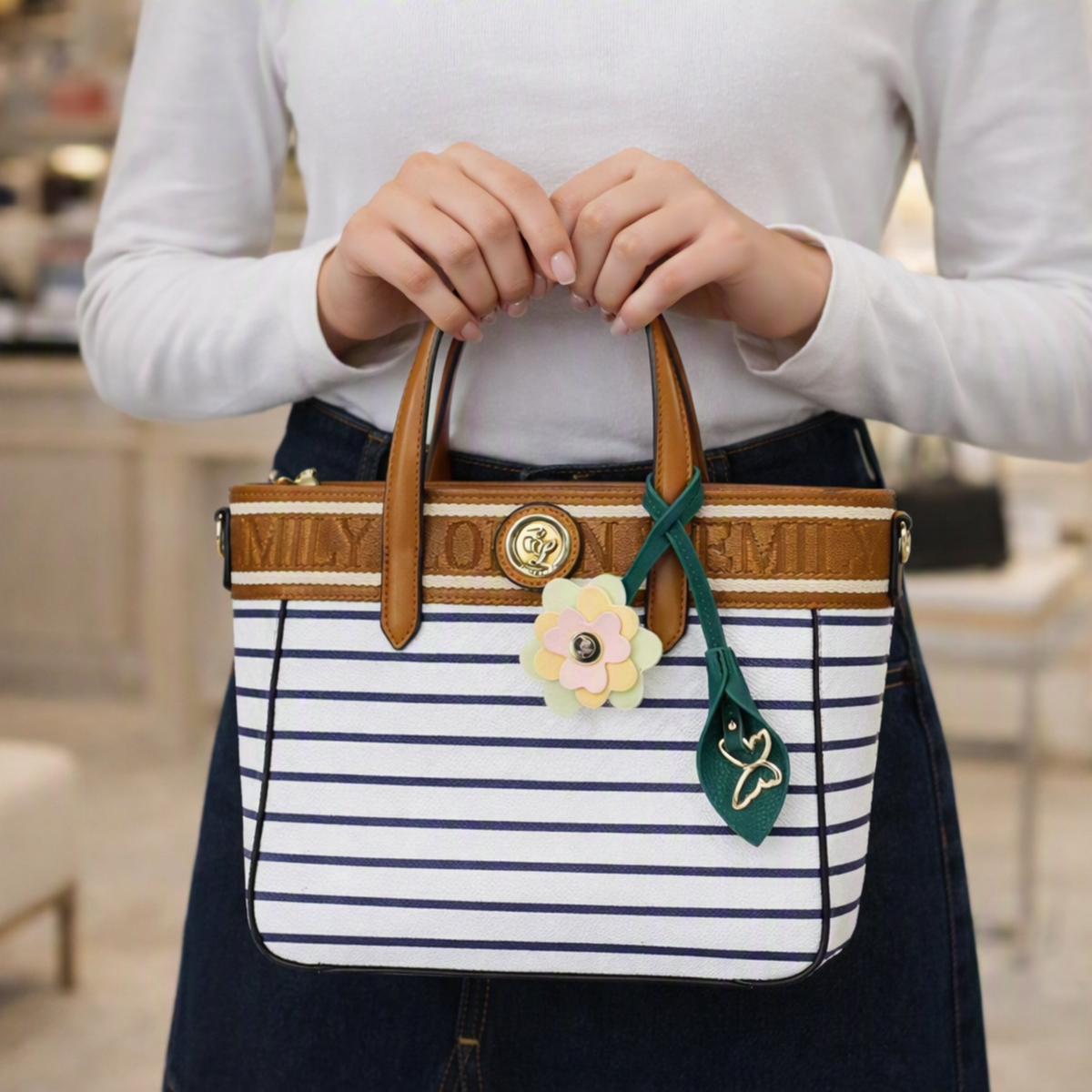 Kate Striped Small Tote Bag
