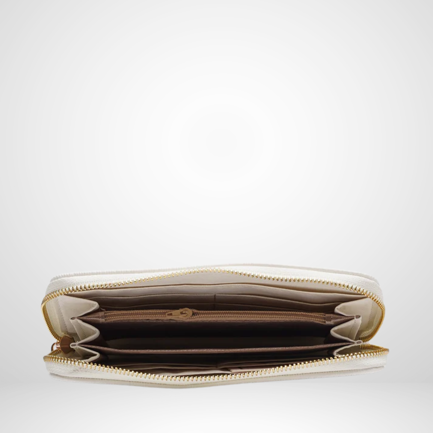 White Embossed Quilt Zip Around Wallet Purse