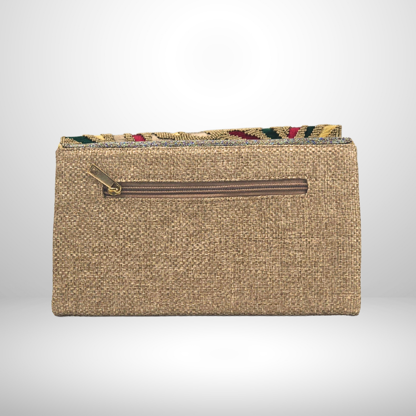 Gold Beaded Necklace Long Envelope Clutch