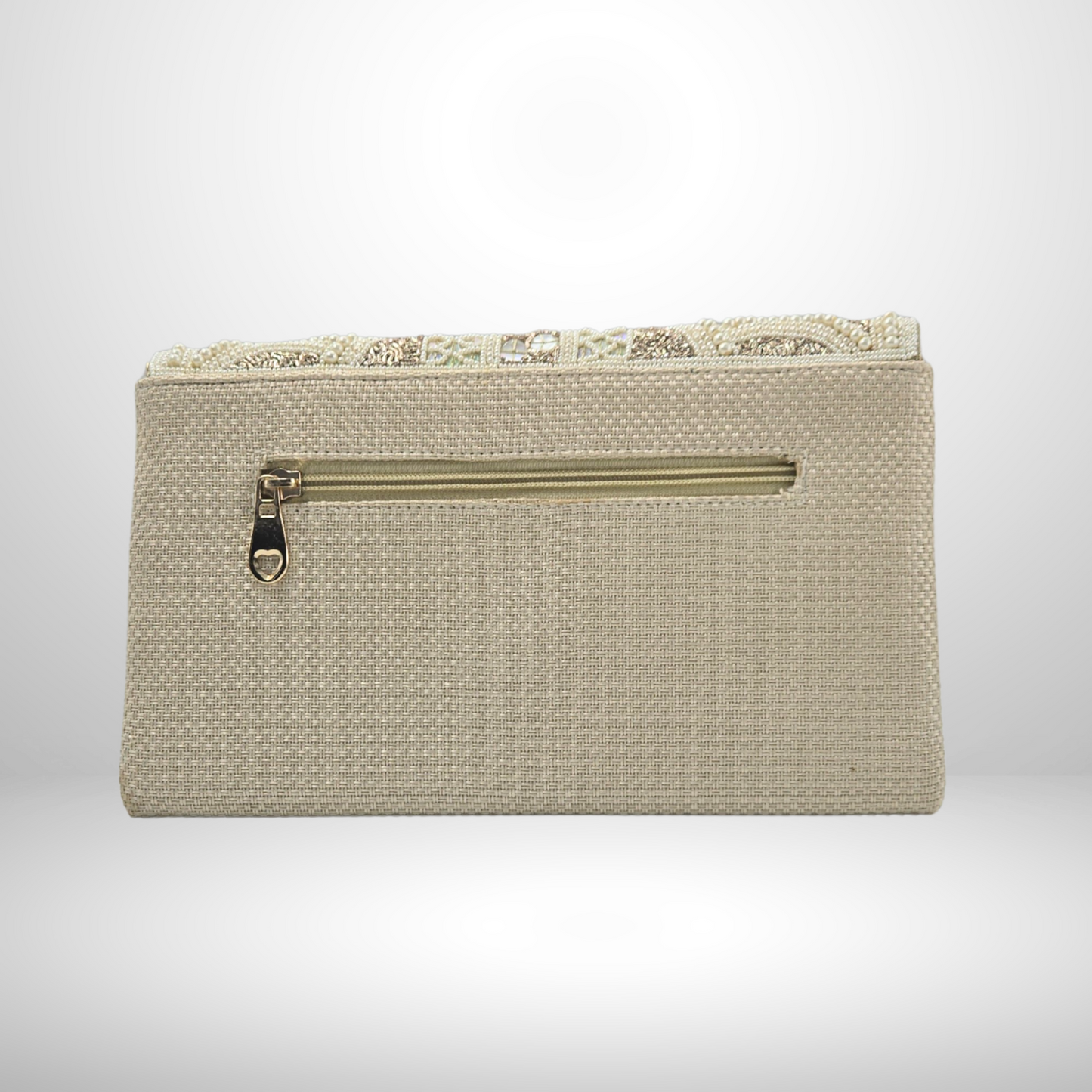 Pearl Cream Beaded Flap Envelope Clutch