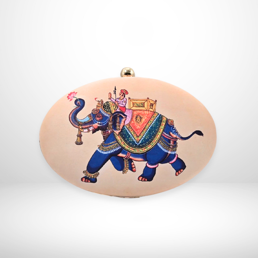 Elephant Print Fabric Box Clutch