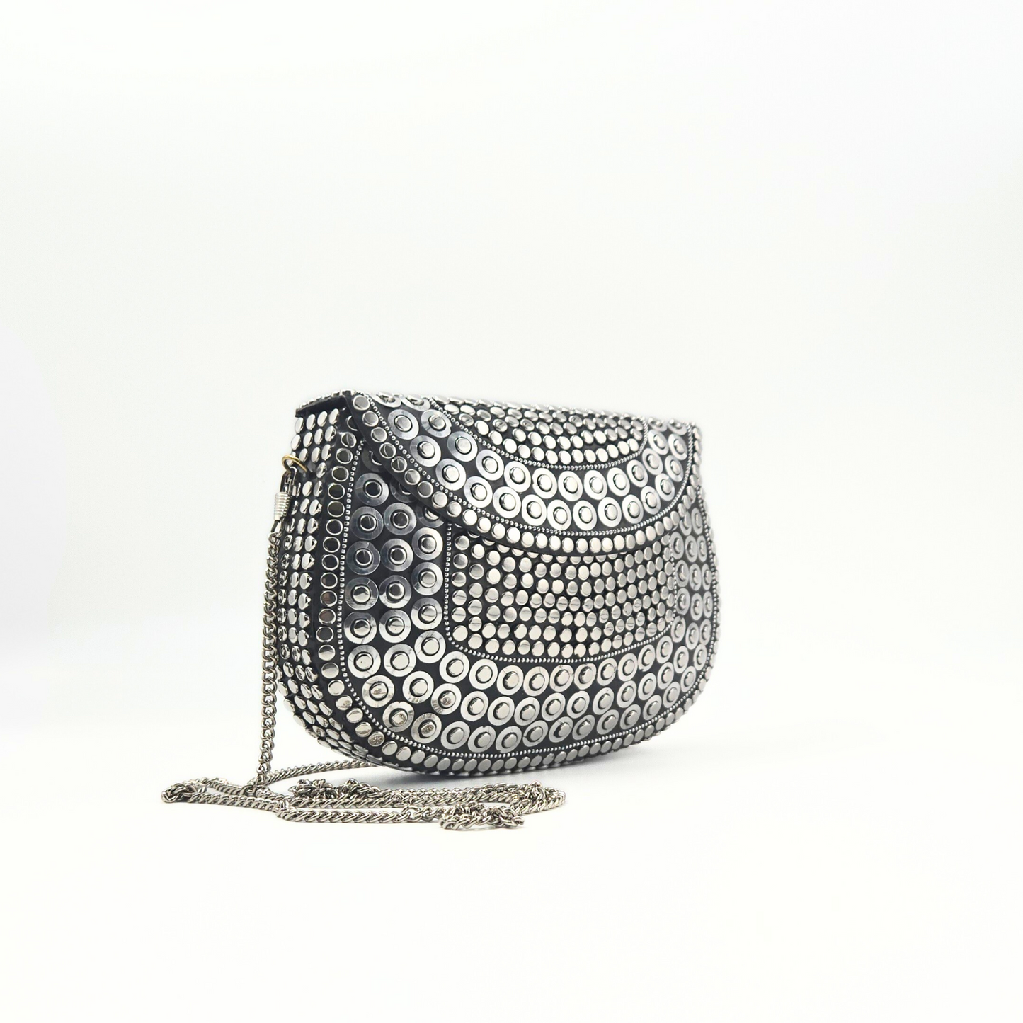 Silver Hammered Metal Box Bag
