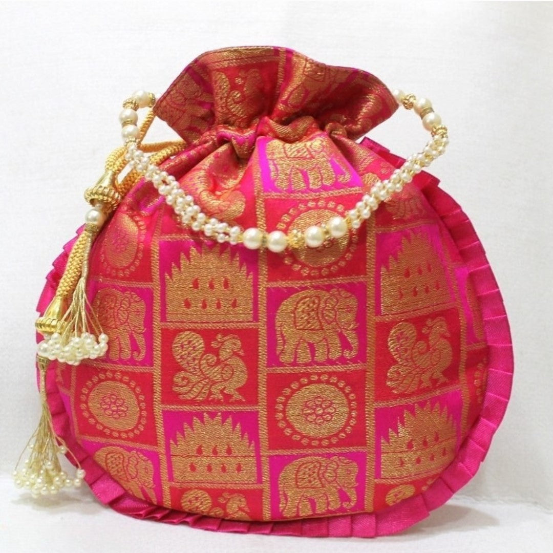 Traditional "Patoda Polti" Brocade Purse with Pearl Handle & Tassle from InStyle Fashion HK