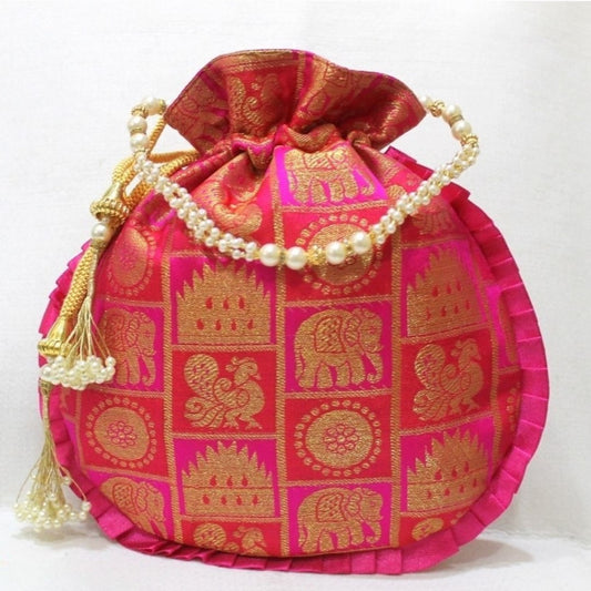 Traditional "Patoda Polti" Brocade Purse with Pearl Handle & Tassle from InStyle Fashion HK