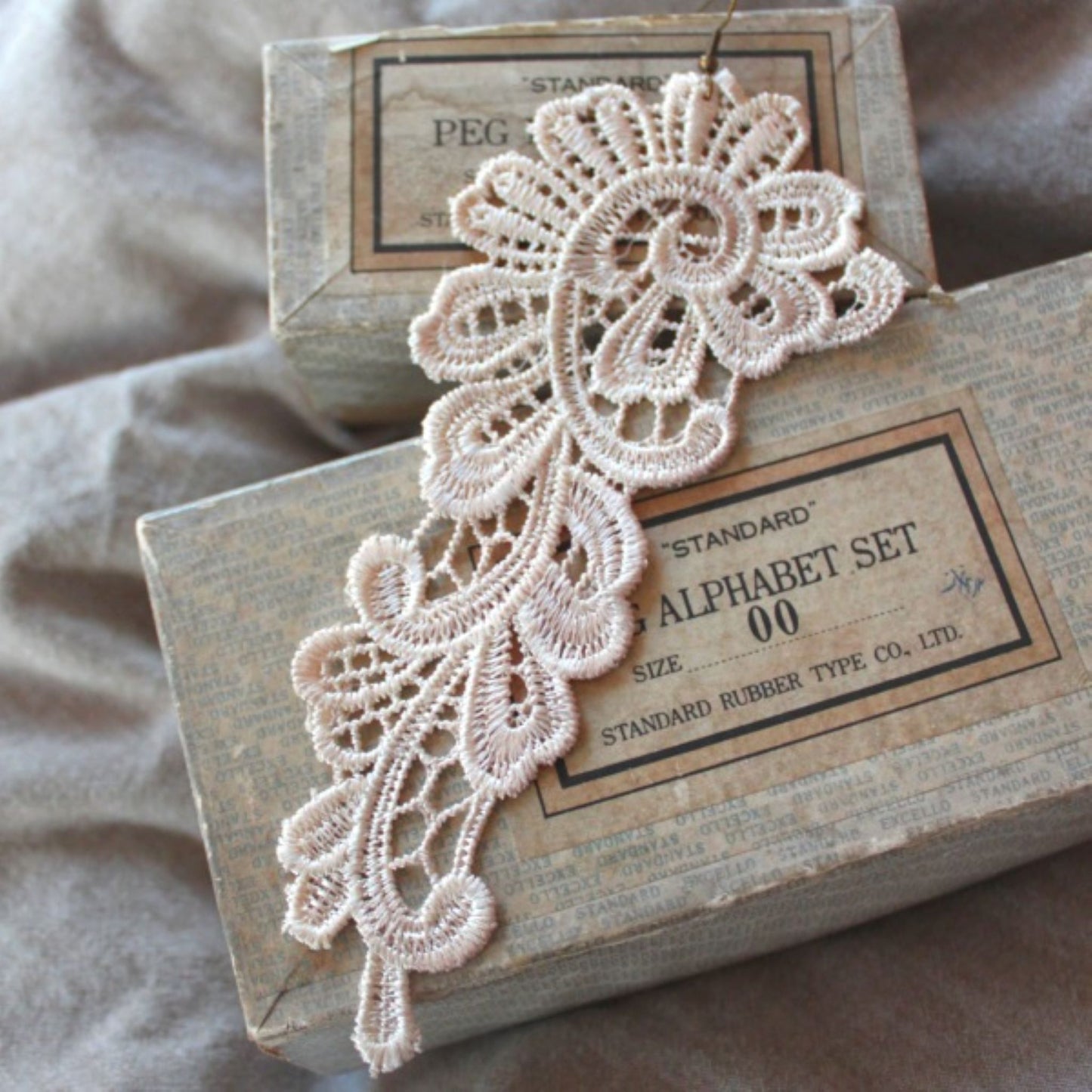 Norwegian Wood Lace Earrings in White