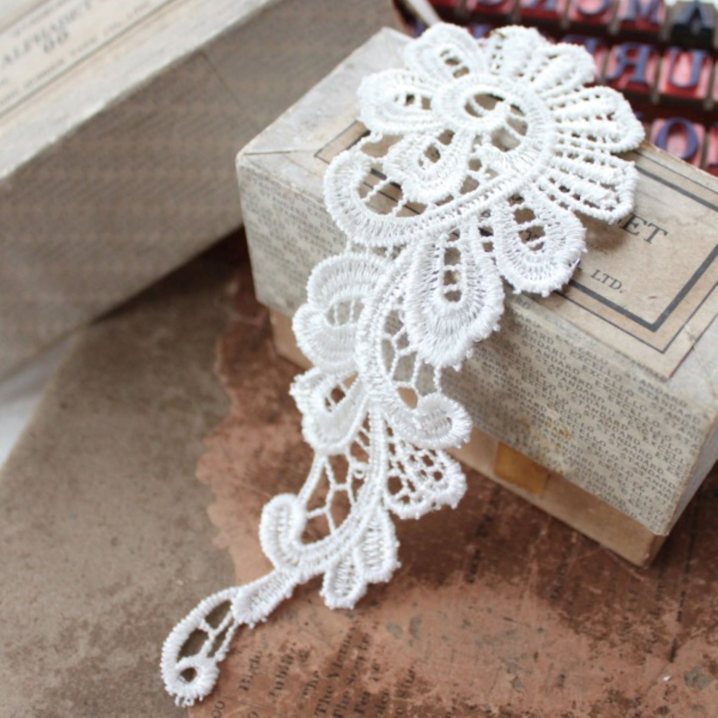 Norwegian Wood Lace Earrings in White