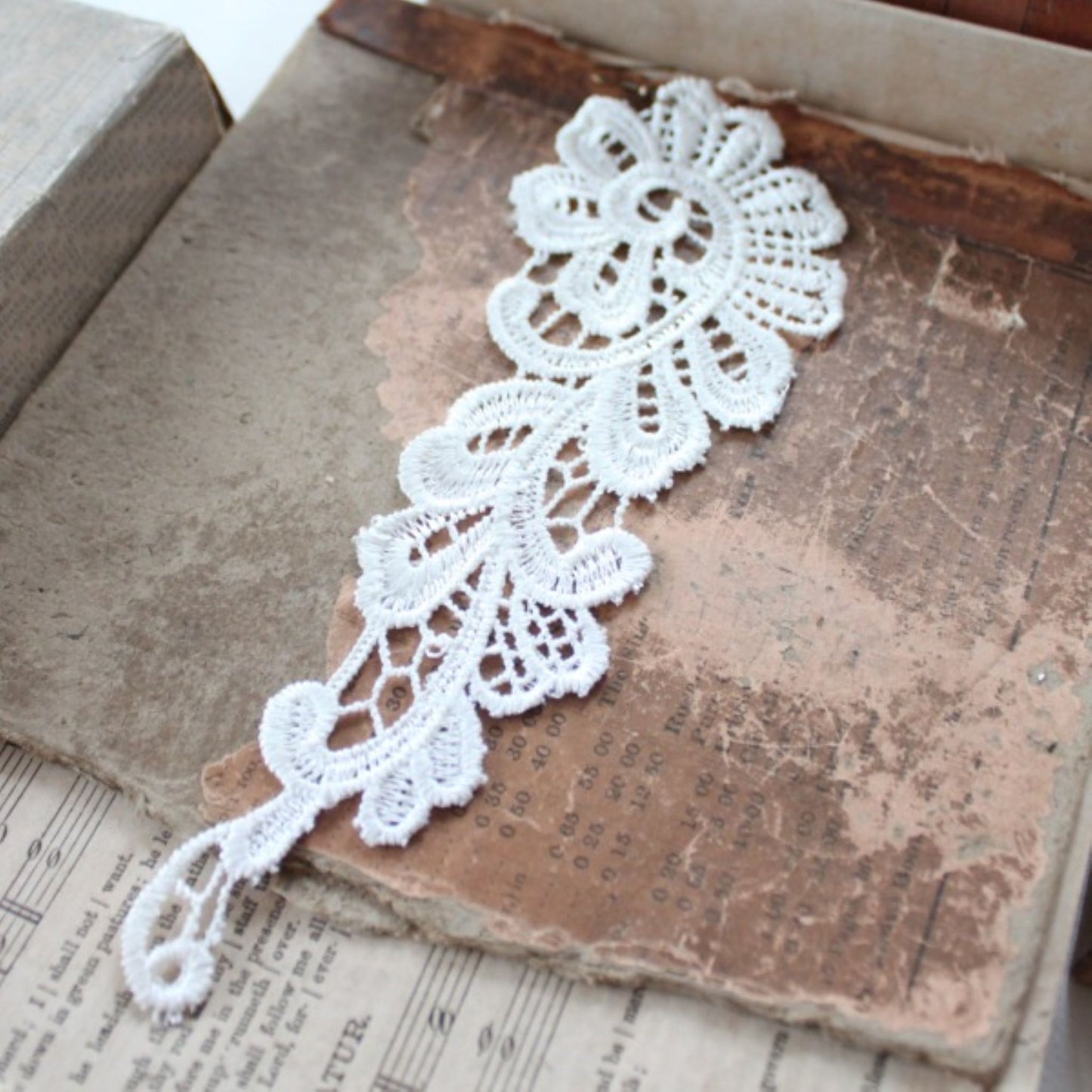 Norwegian Wood Lace Earrings in White