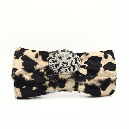 Leon Zebra Calf-Fur Clutch Bag