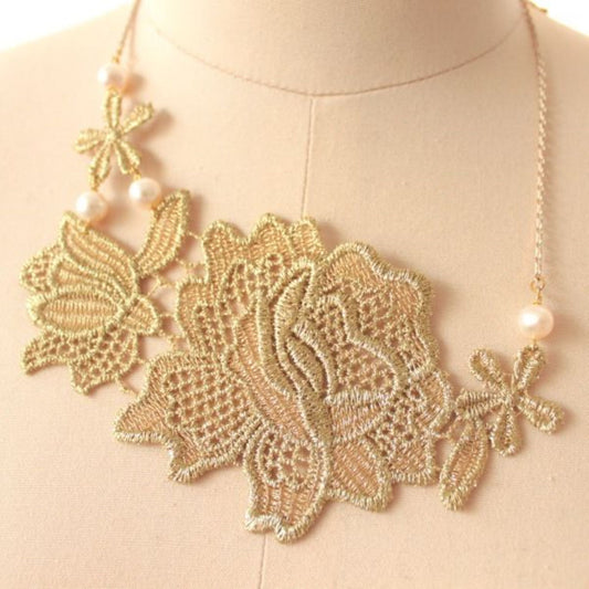 Golden Rose Lace Necklace