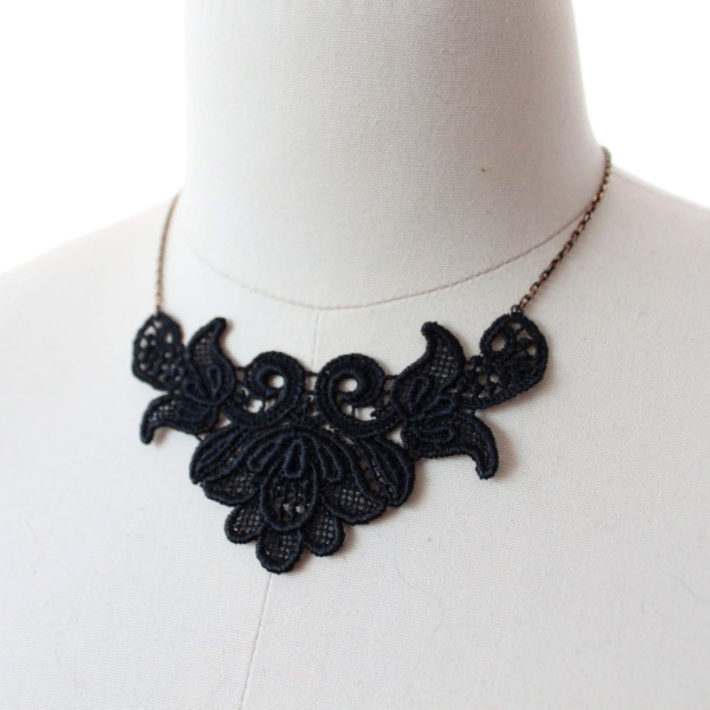 La Fleur Necklace in Black Lace