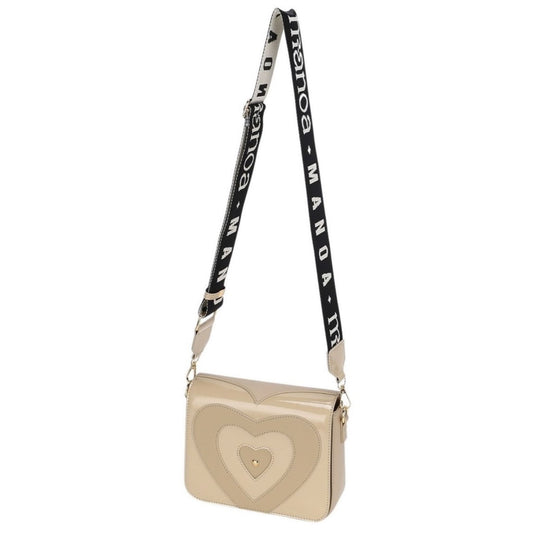 Beige "Heart" Crossbody Bag with Woven Strap