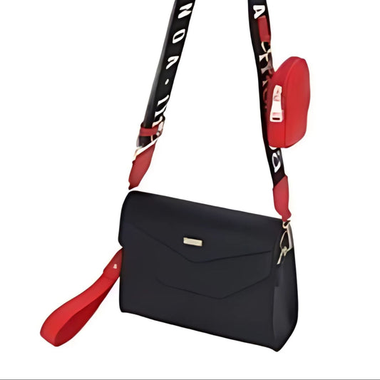 Black Bag with Woven Strap