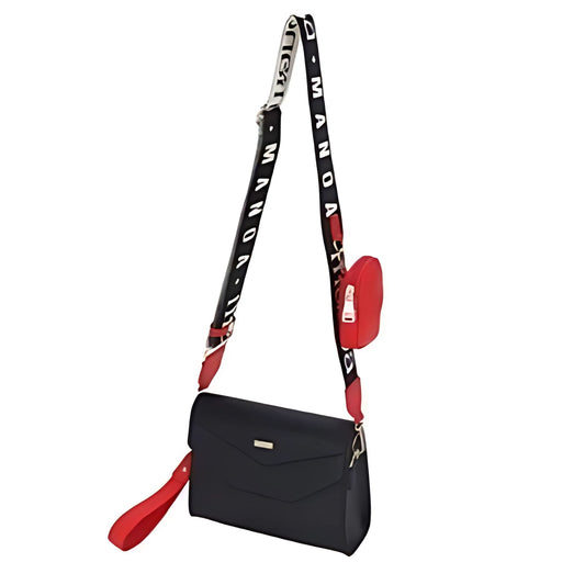 Black Bag with Woven Strap