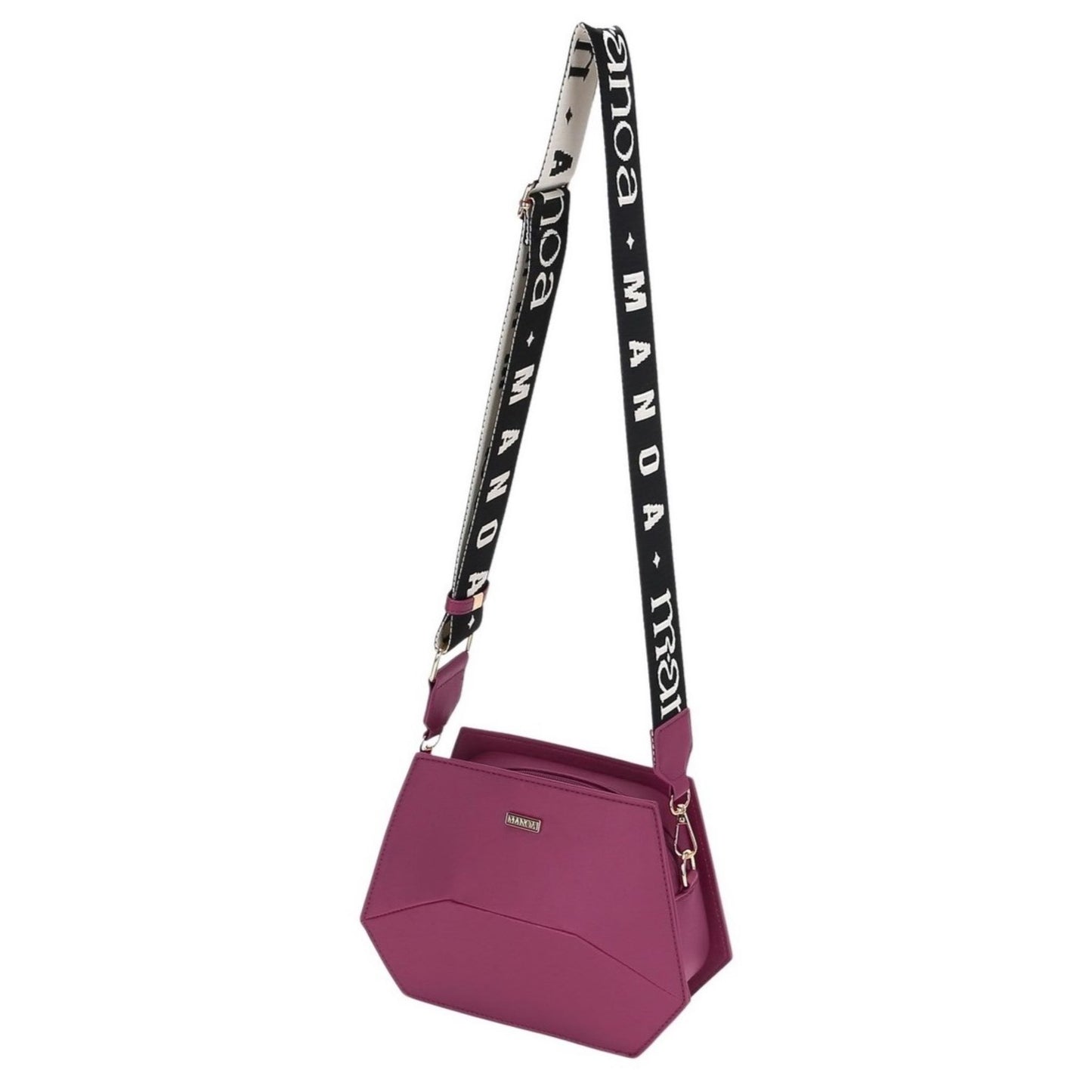 Magenta Pink Structured Bag with Woven Strap