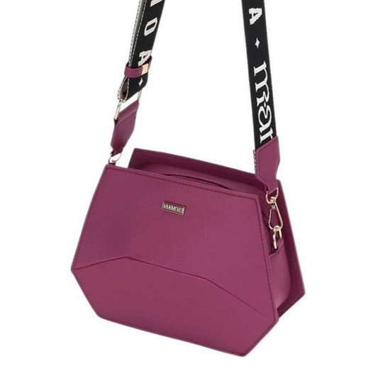 Magenta Pink Structured Bag with Woven Strap