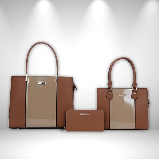 Brown 3 piece Bag Set with Mini Tote