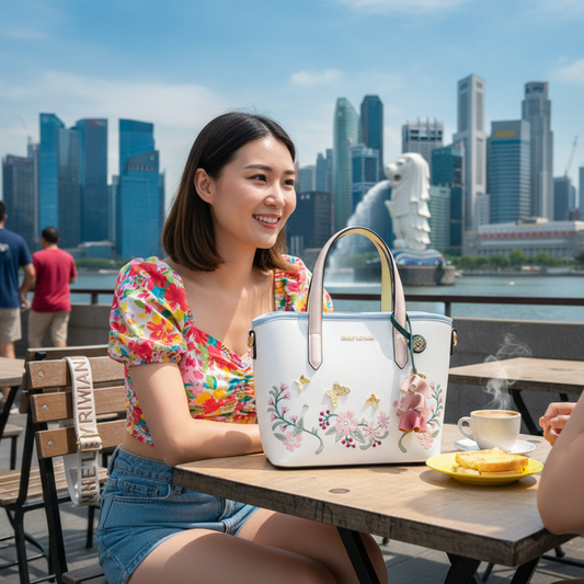 Adeline White Floral Tote Bag with Strap