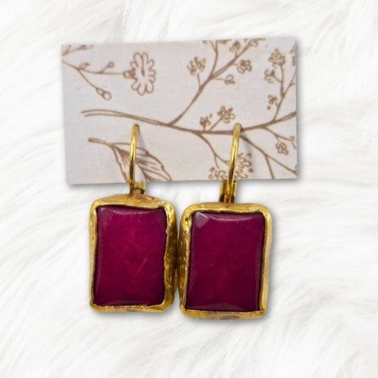 The Square Drop Earrings in Red Carnelian