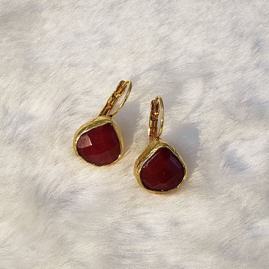 The Jewelled Teardrop Earrings (Small) in Red Carnelian