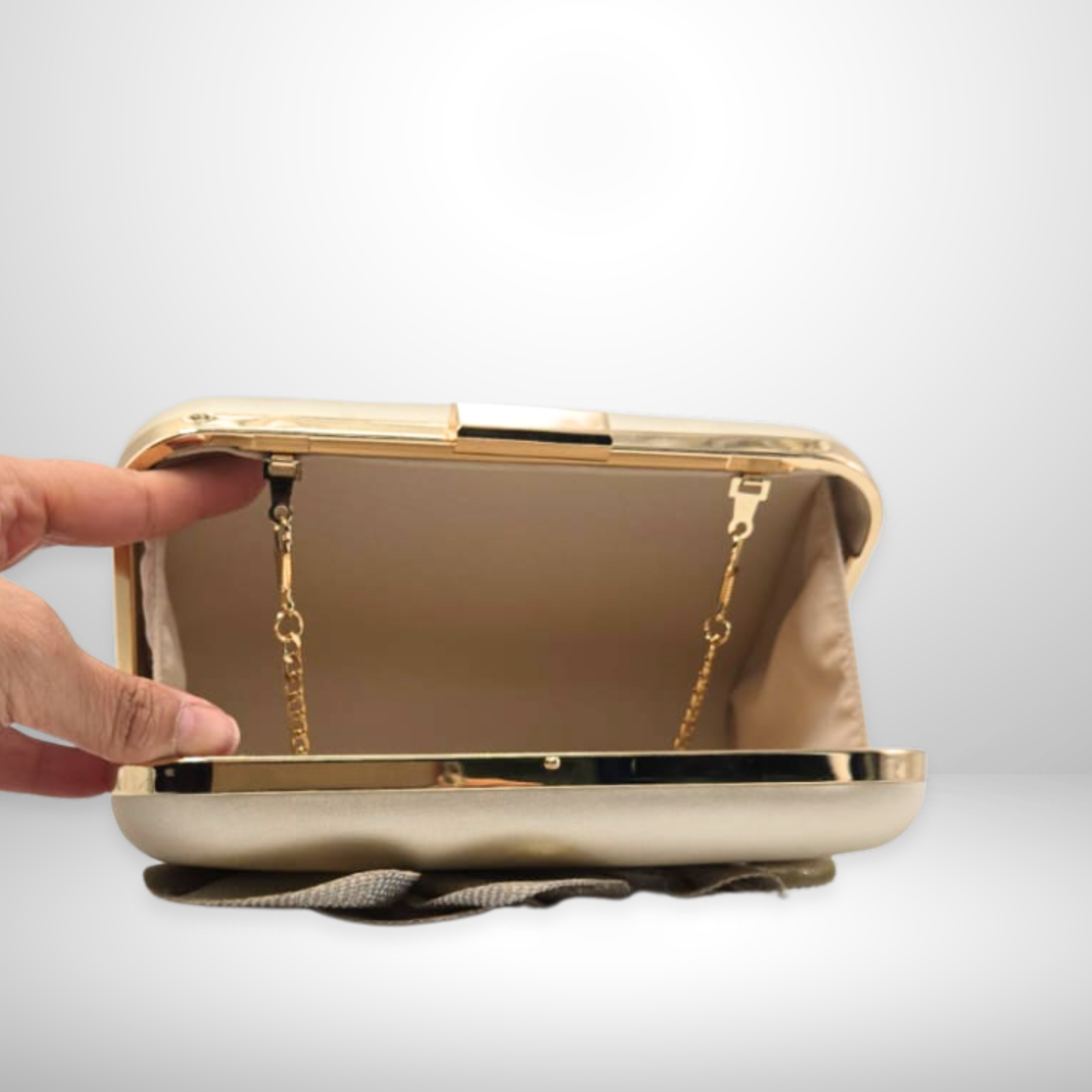 Gold Fleur Crystal Embellished Clutch