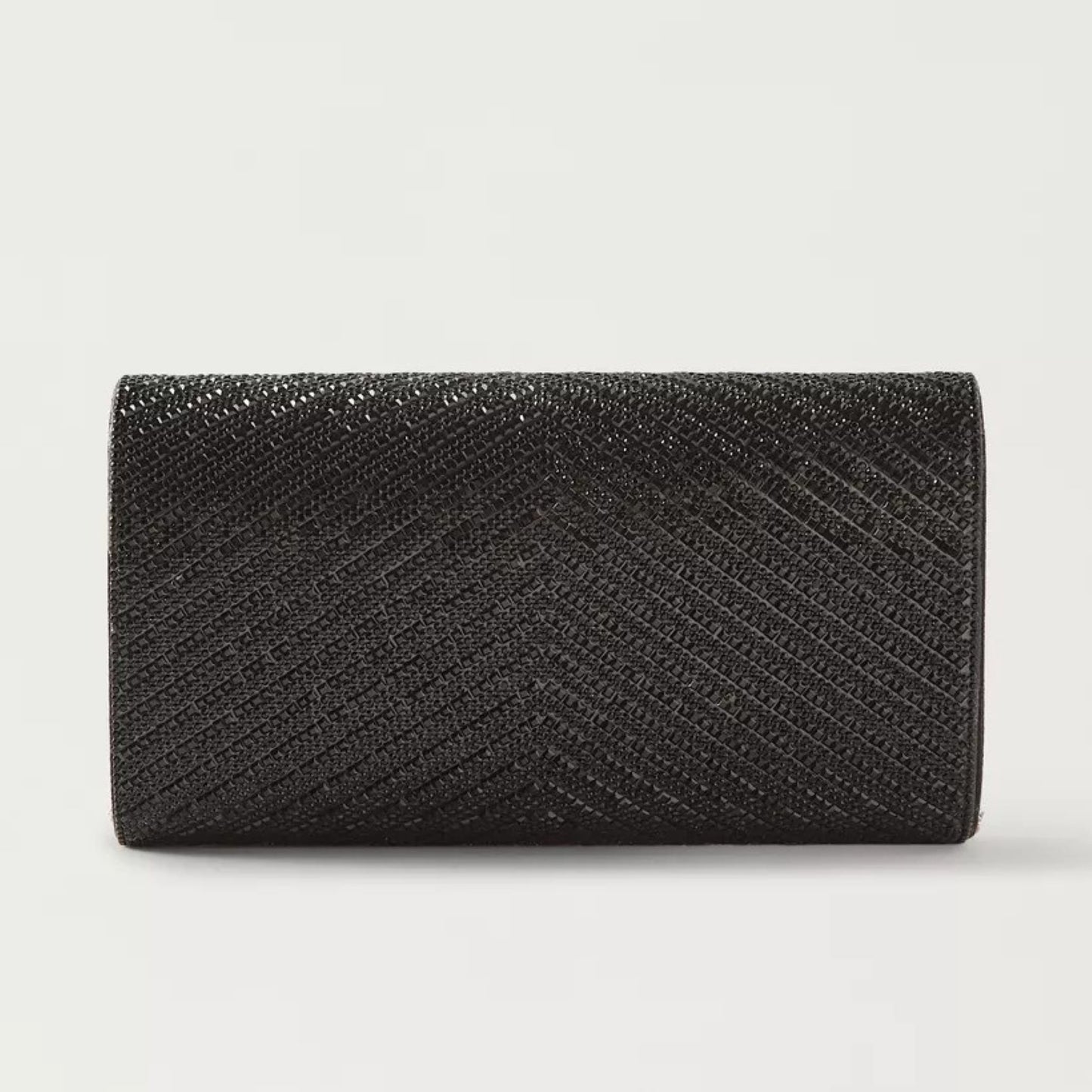 Black Embellished Clutch with Detachable Chain Strap