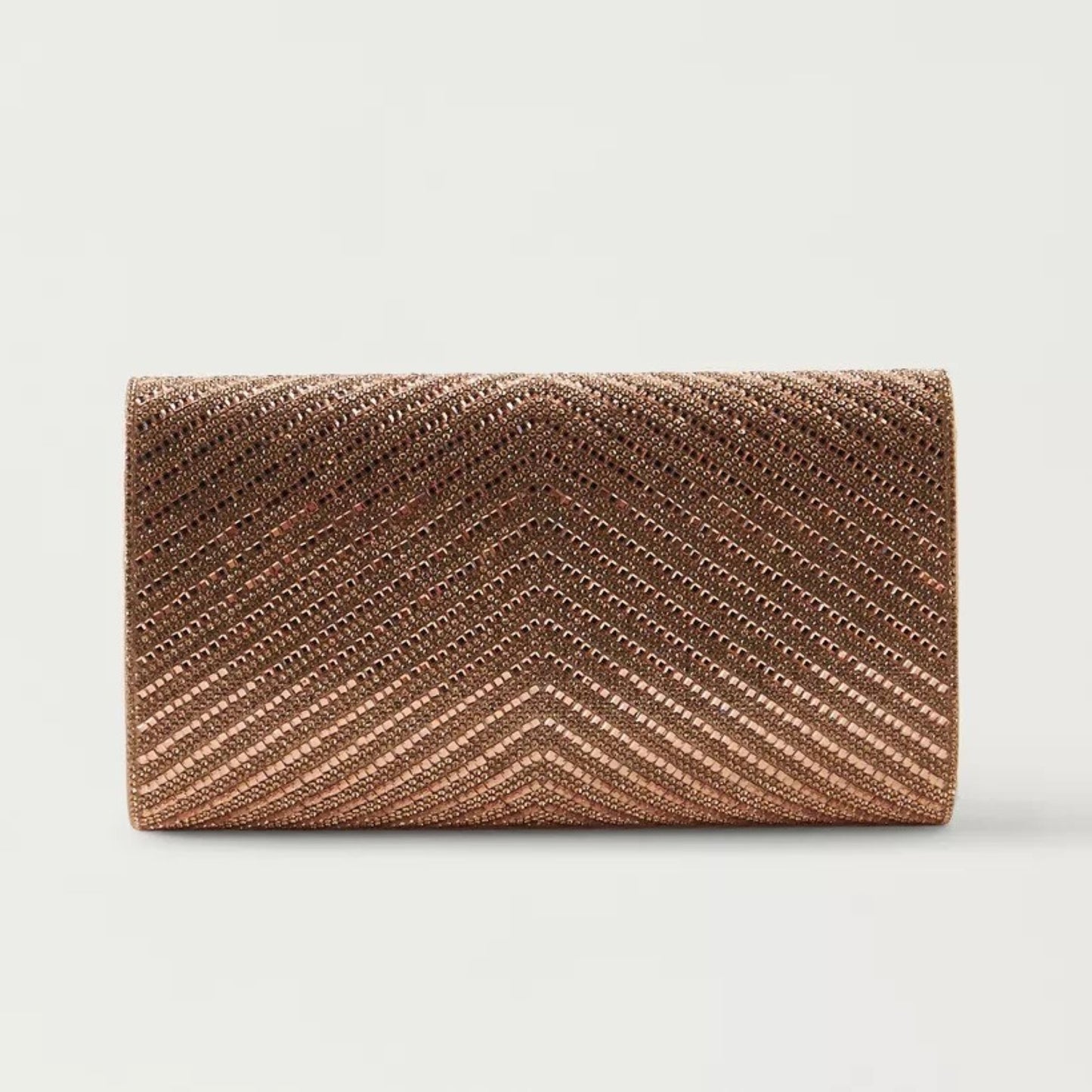 Rose Gold Embellished Clutch with Detachable Chain Strap