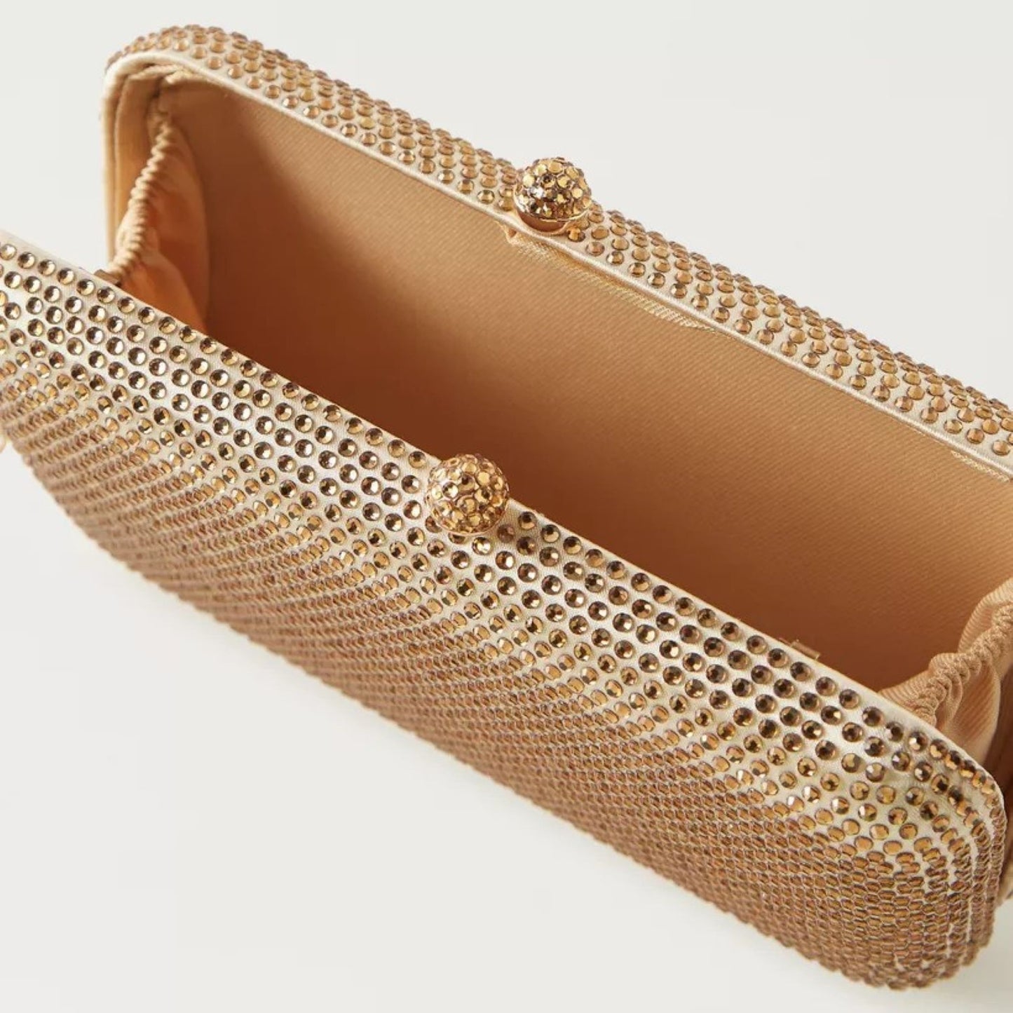 Gold Embellished Box Clutch with Detachable Chain Strap