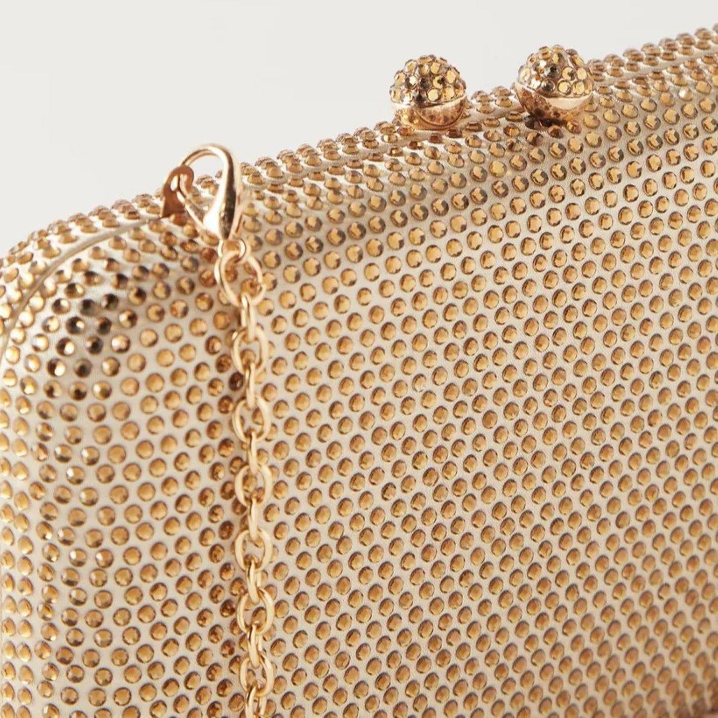 Gold Embellished Box Clutch with Detachable Chain Strap