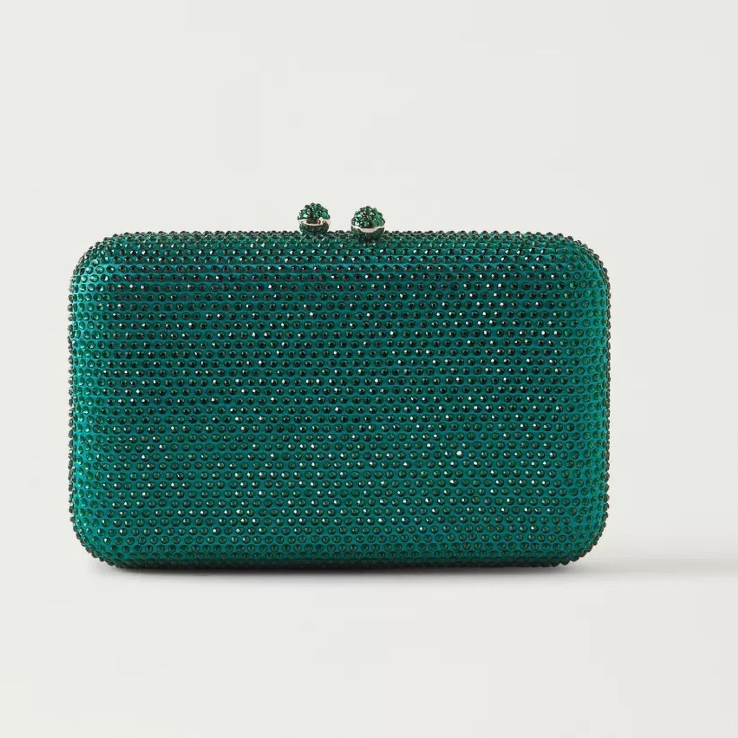 Green Embellished Box Clutch with Detachable Chain Strap