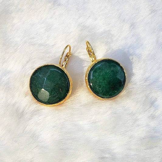 Divine Moon Earrings (Large) in Green Aventurine